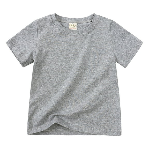 Yammkia Toddler Baby Boy Girl Short Sleeve Crew Neck T Shirt Pullover Summer Basic Tee Solid Casual Clothes 12 18 Months 2T-7T,Grey 3-4 Years