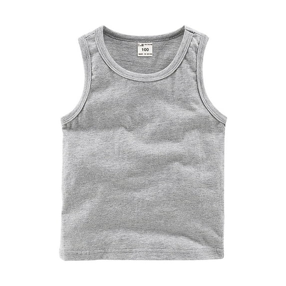 Yammkia Toddler Baby Boys Girls Solid Tank Tops T-Shirts Undershirts Cotton Summer Sleeveless Vest 18 Months 2T-8T,Grey 4-5 Years
