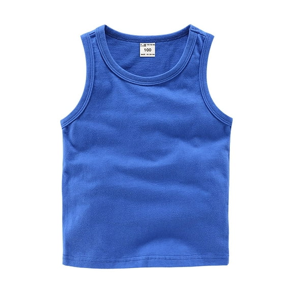 Yammkia Unisex Kids Toddler Baby Boys Girls Solid Tank Tops T-Shirts Cotton Undershirts Summer Sleeveless Vest Basic Tees 18 Months 2T-8T,Blue 4-5 Years