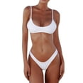 thumbnail image 1 of Yammkia Womens Bathing Suits Women's Bikini Sets Tummy Control Two Piece Swimsuit Ribbed Bathing Suit Scoop Neck Summer Bikinis for M,White, 1 of 2