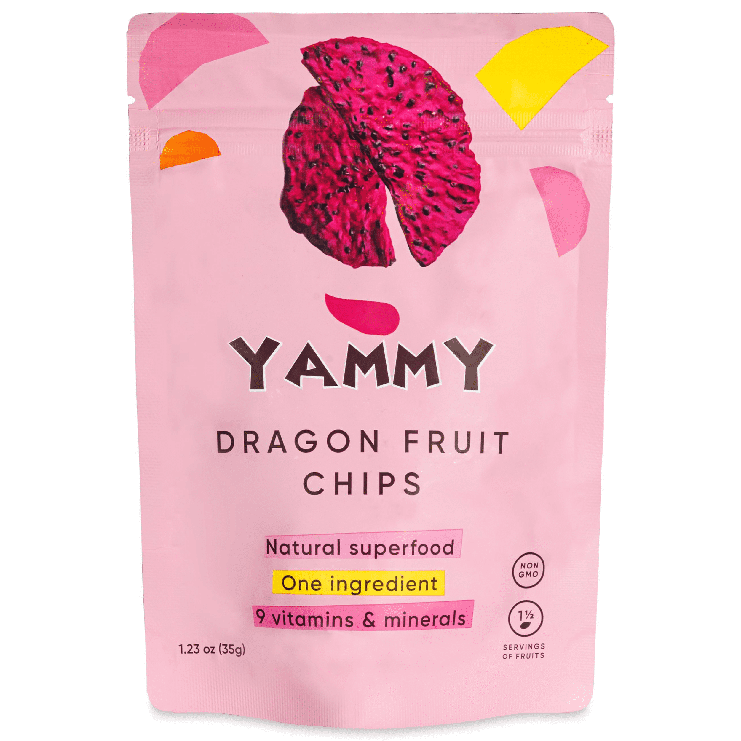 Yammy Dried Dragon Fruit Chips, 1 Ingredient Superfood Snack (Pack of 12)