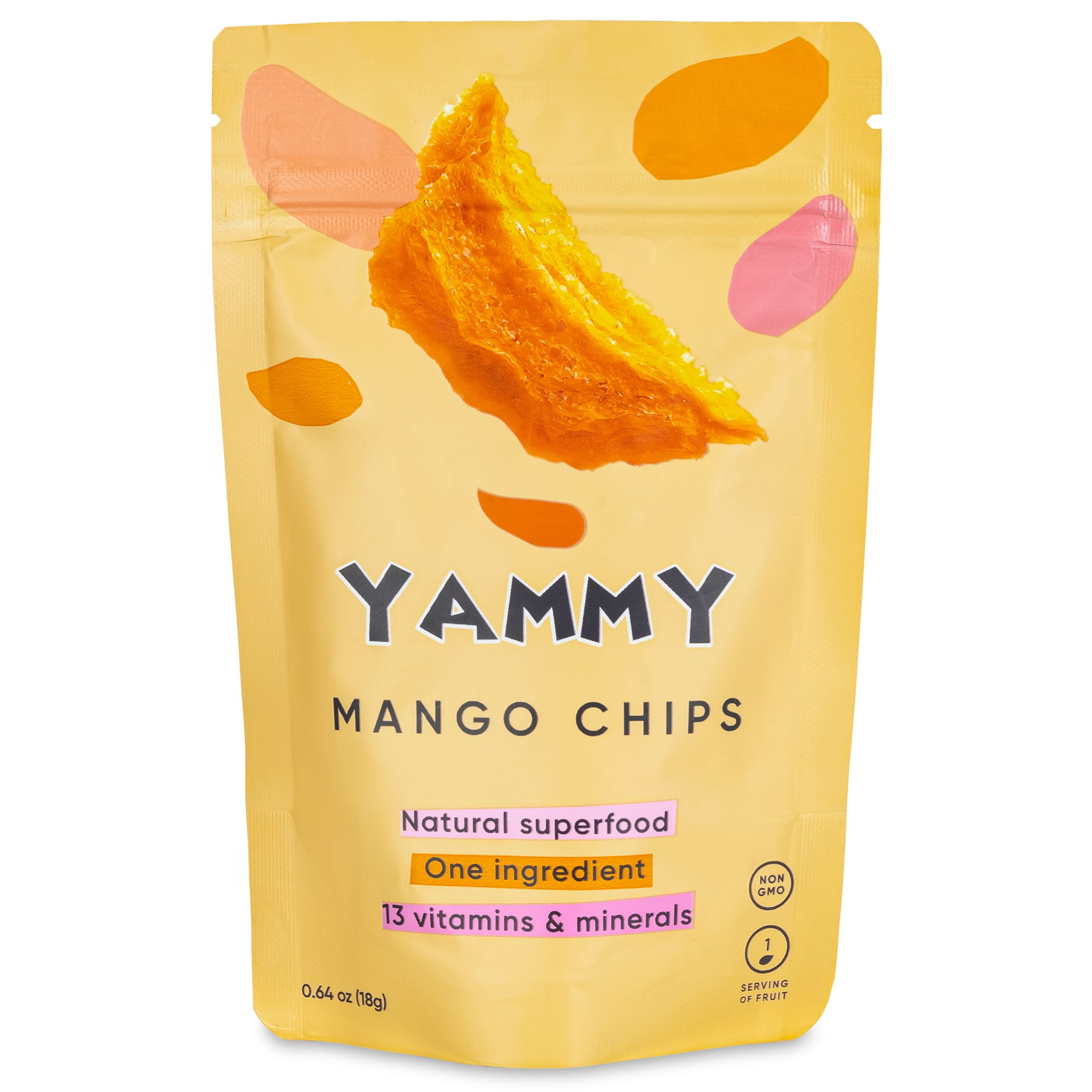 Yammy Dried Mango Chips, 1 Ingredient Superfood Snack (Pack of 18