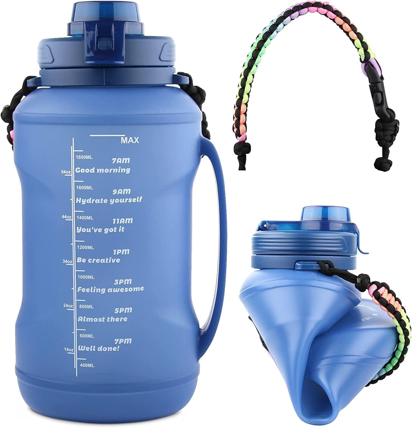 YCALLEY Sports Water Bottle 1000ML Bounce Silicone Straw, Timestamp Trigger  1L Sports/Outdoor/Home/Office/Water Bottles