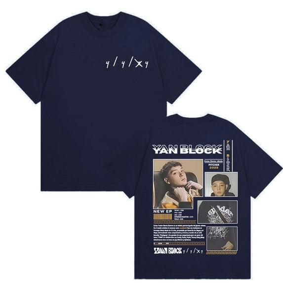 Yan Block 2025 Tour Unisex Short Sleeve Cotton Retro Oversized Hip Hop Graphic T-Shirt Streetwear