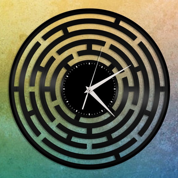 YanGxx Abstract Labyrinth Vinyl Wall Clock Unique Gift for Friends Home Room Decoration Vintage Design Office Bar Room Home Decor