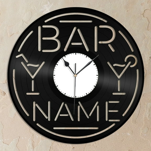 YanGxx Bar Custom Name Neon Sign Vinyl Wall Clock Souvenir Gift Home Room Decoration Vintage Design Office Bar Room Home Decor