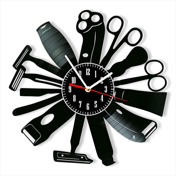 YanGxx Barber Shop Vinyl Record Wall Clock Retro style Wall clock Silent Home Decor Unique Art Special Home Accessories Creative Personality Gift