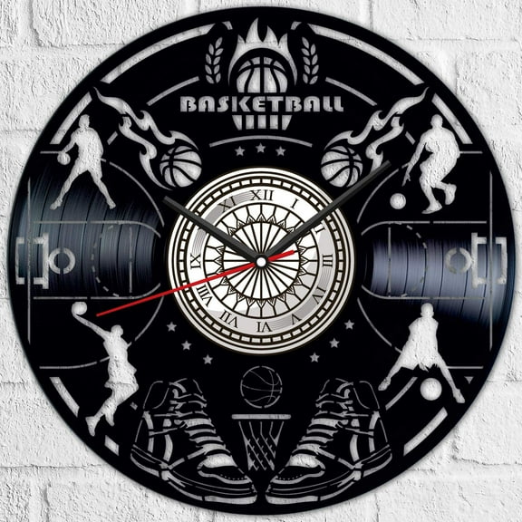 YanGxx Basketball Vinyl Record Wall Clock Retro style Wall clock Silent Home Decor Unique Art Special Home Accessories Creative Personality Gift