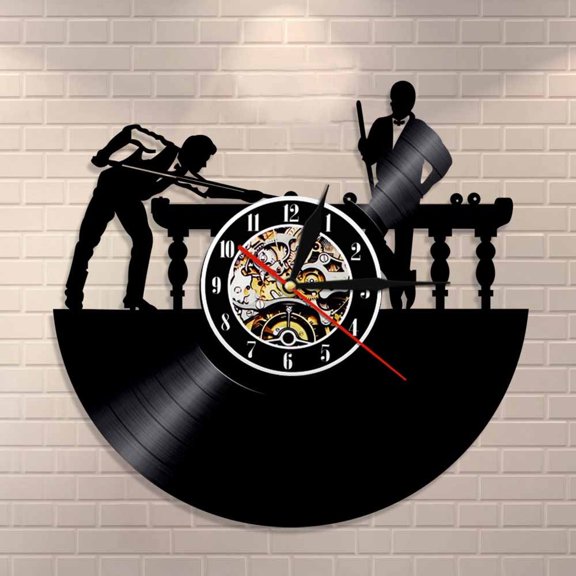 YanGxx Billiards Player Wall Sign Personalised Wall Clock Unique Pool Billiards Snooker Room Decor Vinyl Record Clock Man Cave Gift