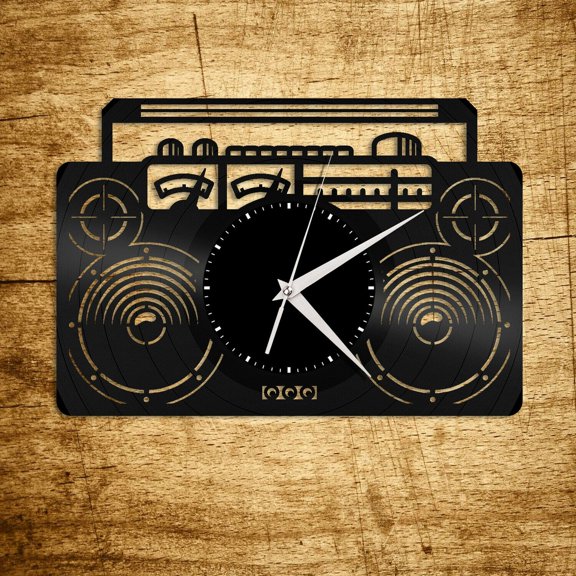 YanGxx Boombox Vinyl Wall Clock Unique Gift for Music Lovers Friends Home Decoration Vintage Design Office Bar Room Home Decor
