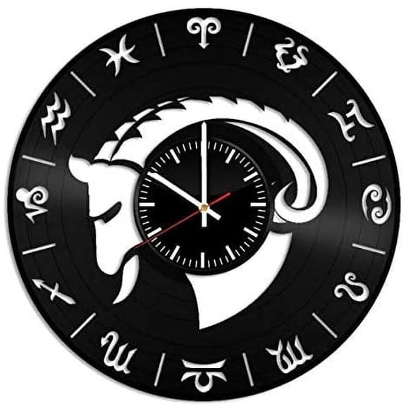 YanGxx Capricorn Sign Zodiac Sign Vinyl Wall Clock, Vinyl Record Handmade Art Decor for Home Room Kitchen, Vintage Original Gift for Any Occasion, Party Supplies Decoration