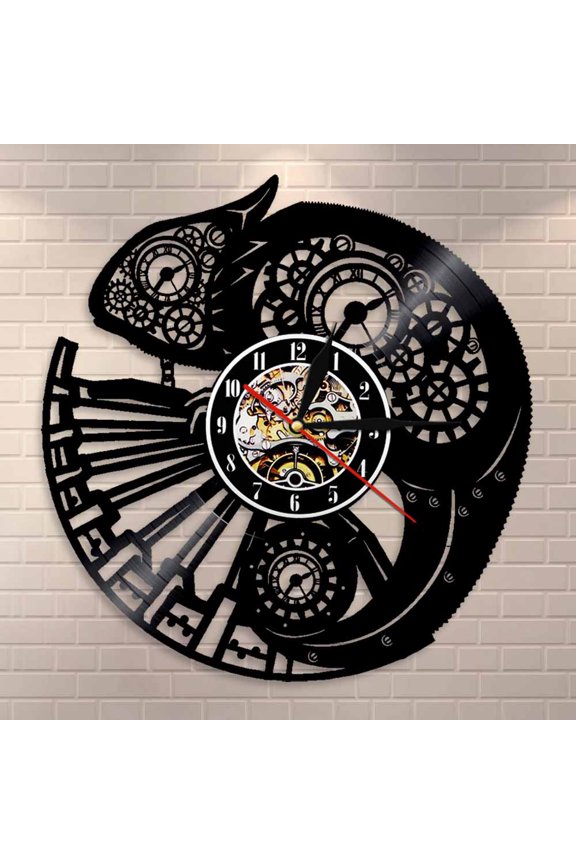 Chameleon Nursery Home Decor Wall Clock Reptile Exotic Pet Vinyl Record Wall Clock Chill Tribal Gecko Lizard Serpent Wall Art