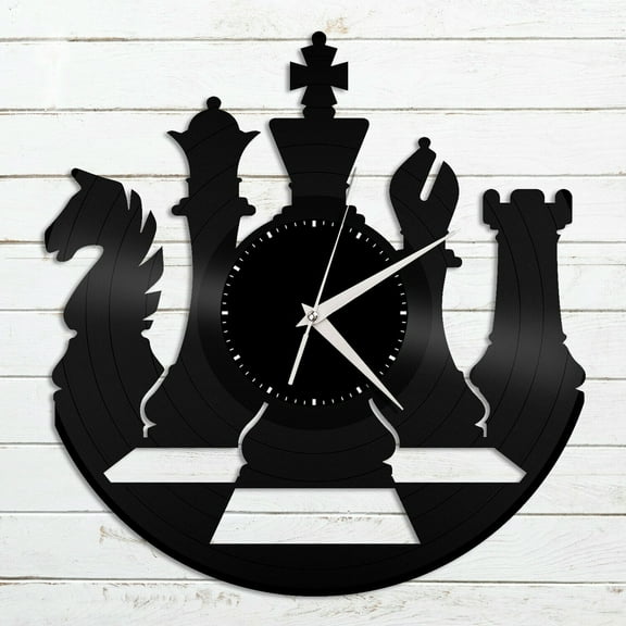 YanGxx Chess Game Vinyl Wall Clock Unique Gift for Friends Home Living Room Decoration Vintage Design Office Bar Room Home Decor