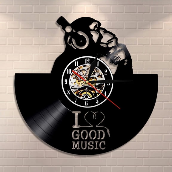YanGxx Chimp Thinker Monkey Gorilla Wall Clock Music Gorilla Monkey with Headphone Vinyl Record Wall Clock Music Lover Rock n Roll Gift