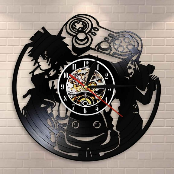 YanGxx Classic Fighting Games Characters Ryu & Ken Masters Decorative Wall Clock Game Room Wall Art Memorabilia Vinyl Record Wall Clock