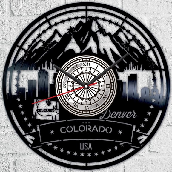 YanGxx Colorado US States Vinyl Record Wall Clock Retro style Wall clock Silent Home Decor Unique Art Special Home Accessories Creative Personality Gift