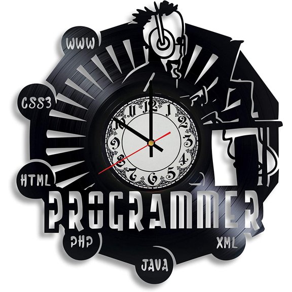 YanGxx Computer Science Vinyl Record Wall Clock, Web Development Decor, Programming Wall Art
