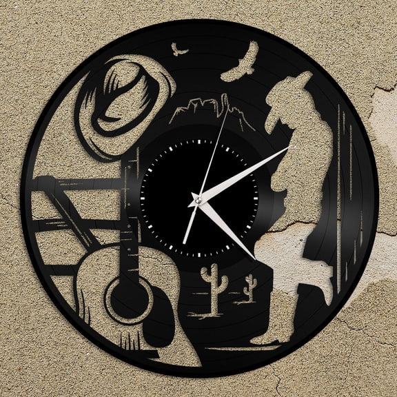 YanGxx Country Music Vinyl Wall Clock Gift for Music Lovers Home Vintage Decoration Vintage Design Office Bar Room Home Decor