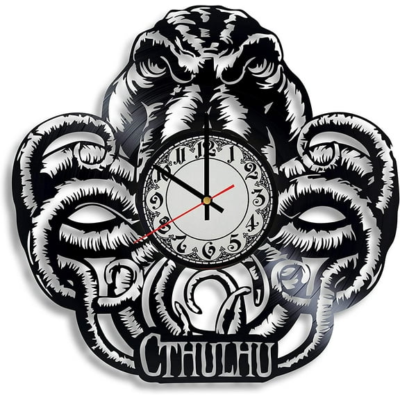 YanGxx Cthulhu Statue Wall Clock - Cthulhu Idol Decor Horror Decor Vinyl Record Clock Cthulhu Mythos Cthulhu Decor Cthulhu Figurine Cthulhu Wall Decor