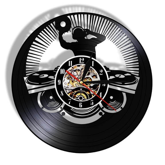 YanGxx Disc Jockey Vinyl Record Wall Art Home Decor Wall Clock Custom Logo DJ Wall Clock Handmade Personalized DJ Gift For Men