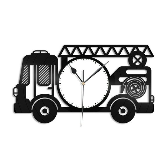 YanGxx Fire Truck for Kids Vinyl Wall Clock Unique Gift for Friends Room Decoration Vintage Design Office Bar Room Home Decor