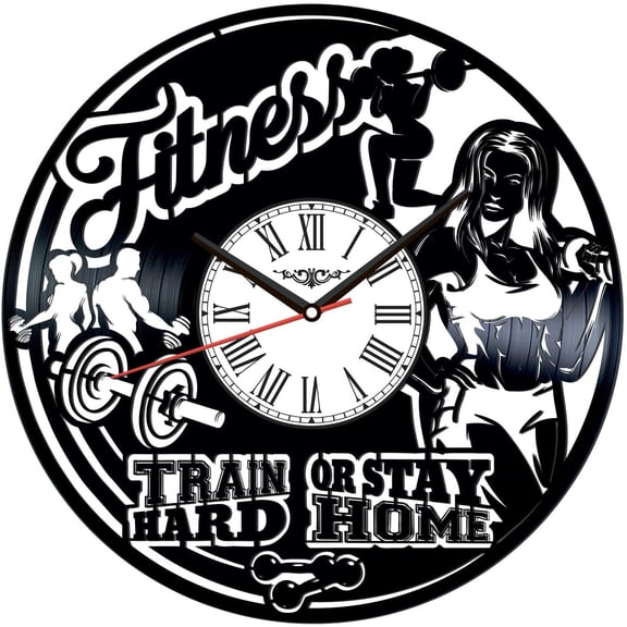 YanGxx Fitness Gym Vinyl Record Wall Clock Retro style Wall clock Silent Home Decor Unique Art Special Home Accessories Creative Personality Gift
