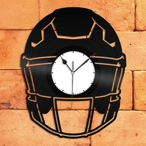 YanGxx Football Helmet Vinyl Wall Clock Sports Lovers Unique Gift Room Decoration Vintage Design Office Bar Room Home Decor