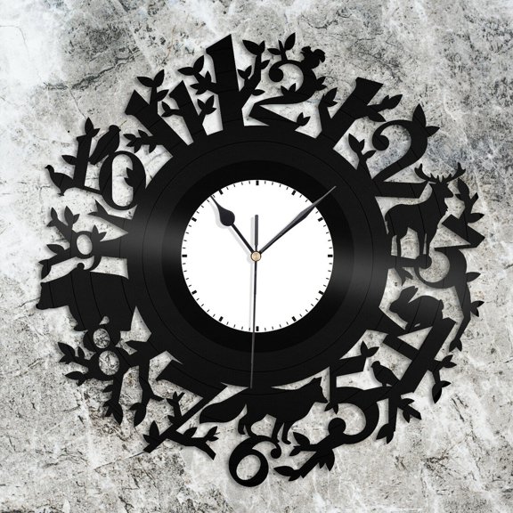 YanGxx Forest Animal Vinyl Wall Clock Unique Gift for Animal Lovers Kids Room Decor Vintage Design Office Bar Room Home Decor
