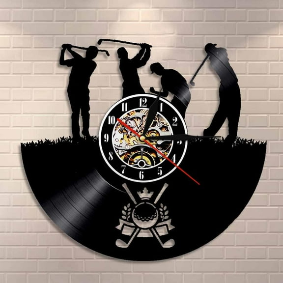 YanGxx Golf Club Logo Wall Clock Sports Game Interior Home Decor Golf Guys Vinyl Record Wall Clock Golfers Decorative Clock Art Gift