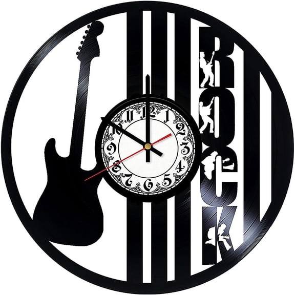 YanGxx Guitar Vinyl Record Wall Clock Rock Music Style Wall Clock Home Decor Wall Art Wall Decor Original Gift Vintage Clock