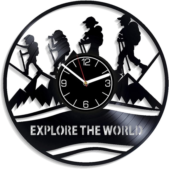 YanGxx Hobby Wall Clock Exclusive Camping Vinyl Record Wall Clock Gift for Men Sport Home Decor Camping Gift Hobby Clock Camping Wall Art 12 inch Wall Clock Camping Vinyl Clock