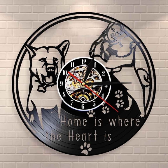 YanGxx Home Is Where The Heart Is Inspirational Quote Wall Decor Wall Clock Housewarming Family Gift Vintage Vinyl Record Wall Clock
