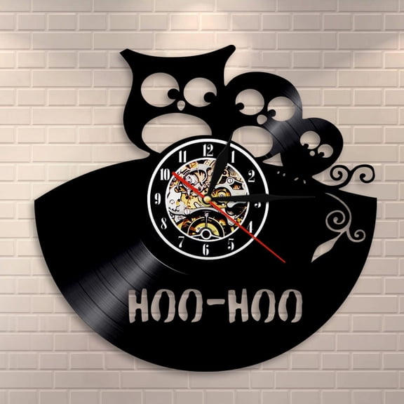 YanGxx Hoo Hoo Baby Owl Wall Clock Kid Room Nursery Decorative Clock Made Of Vinyl Record Animal Wall Decor Clock Owl Lovers Gift
