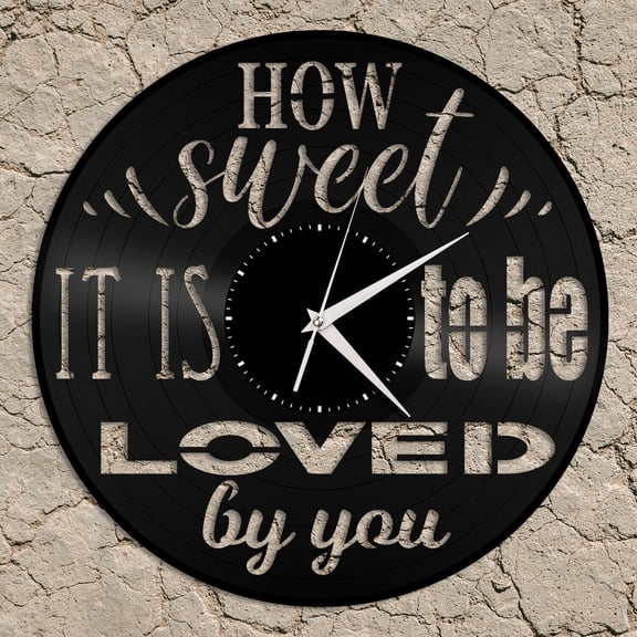 YanGxx How Sweet It Is To Be Loved By You Vinyl Wall Clock Gift for Friends Home Decor Vintage Design Office Bar Room Home Decor