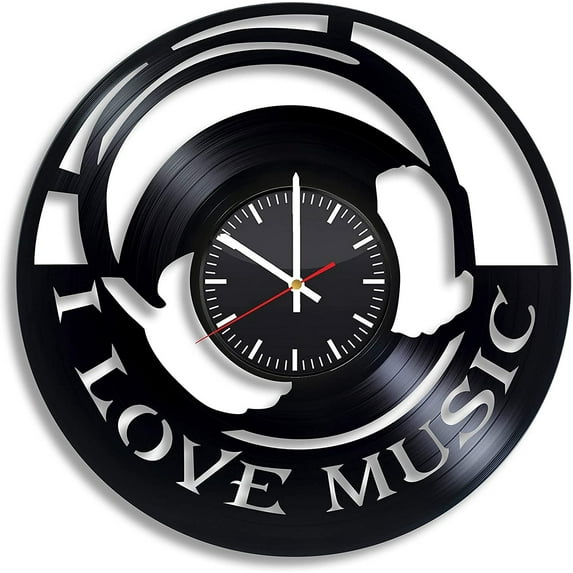 YanGxx I Love Music Vinyl Wall Clock, Vinyl Record Handmade Art Decor for Home Room Kitchen, Vintage Original Gift for Any Occasion, Party Supplies Decoration