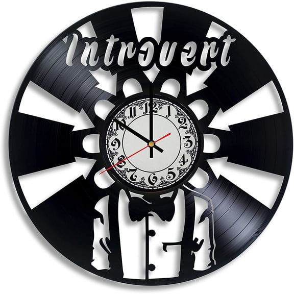 YanGxx Introvert Vinyl Record Wall Clock, Introvert Gifts for Any Occasion, Introvert Sign Gift