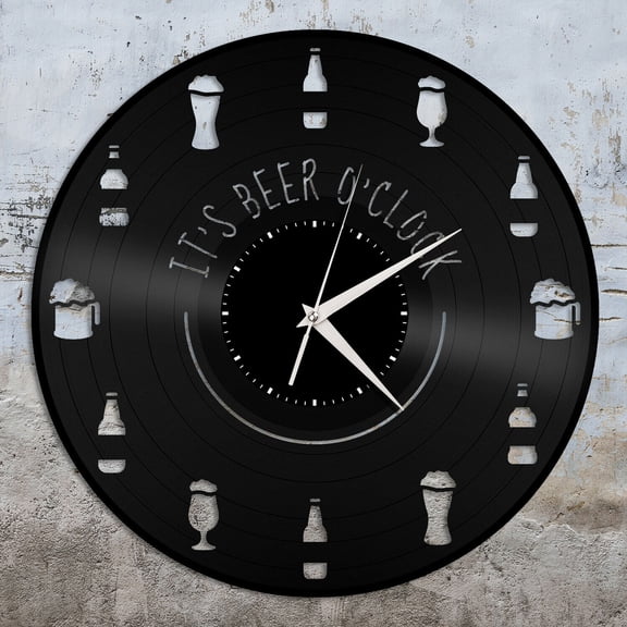 YanGxx It's Beer O'clock Vinyl Wall Clock Unique Gift for Friends Home Room Decoration Vintage Design Office Bar Room Home Decor