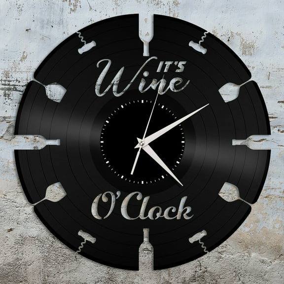 YanGxx Its Wine O'clock Vinyl Wall Clock Unique Gift for Friends Home Room Decoration Vintage Design Office Bar Room Home Decor