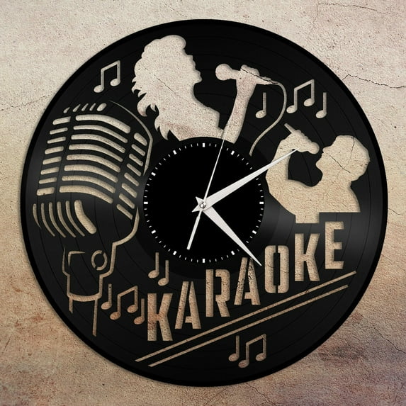 YanGxx Karaoke Vinyl Wall Clock Unique Gift for Friends Home Living Room Decoration Vintage Design Office Bar Room Home Decor