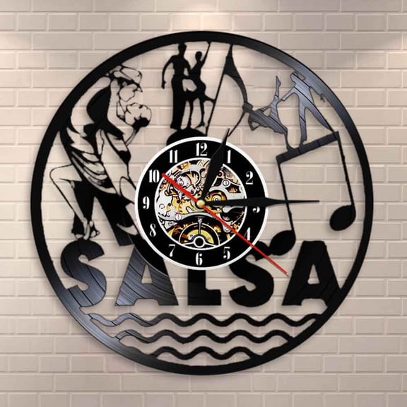 YanGxx Latin Dance Salsa Dance Wall Art Wall Clock Dancing Couple Vinyl Record Wall Clock Latin Ballroom Dance Studio Clock Dancer Gift
