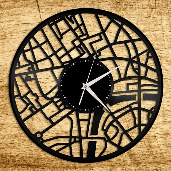 YanGxx London Map Vinyl Wall Clock City Skyline Vintage Home Living Room Decoration Vintage Design Office Bar Room Home Decor