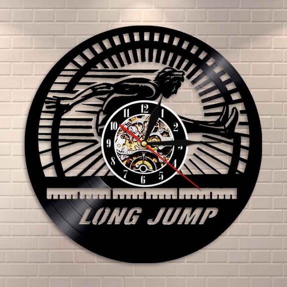 YanGxx Long Jump Athlete Wall Clock Track and Field Vinyl Record Wall Clock Home Decor Modern Design Decorative Clock Long Jumpers Gift