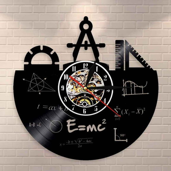 YanGxx Math Formula Wall Art Wall Clock Vinyl Record Clock Pythagorean Theorem Class Room Quadratic Formula Wall Decor Teachers Gift