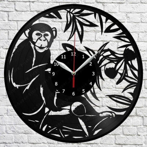 YanGxx Monkey Vinyl Record Wall Clock Art Decor Original Gift Vintage Wall Art Design