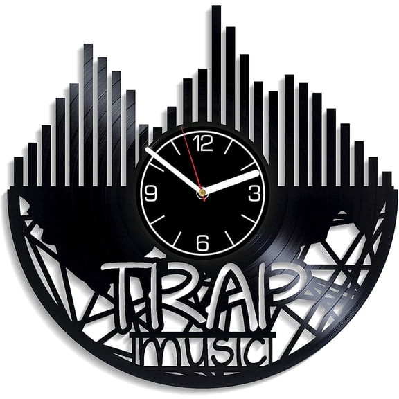 YanGxx Music Vinyl Record Wall Clock Music Wall Art Music Clock Trap Music Wall Clock Modern Music Gift Music Vinyl Clock Music Home Decoration 12 inch Wall Clock Trap Music Gift for Him