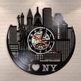 thumbnail image 1 of YanGxx New York Cityscape Modern Silent Wall Clock Watch Wall Decor NYC Skyline Vinyl Record Wall Clock Watches Unique Travel Gifts, 1 of 6