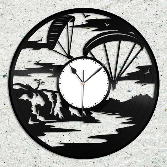 YanGxx Paraglider Vinyl Wall Clock Unique Gift for Friends Home Living Room Decoration Vintage Design Office Bar Room Home Decor
