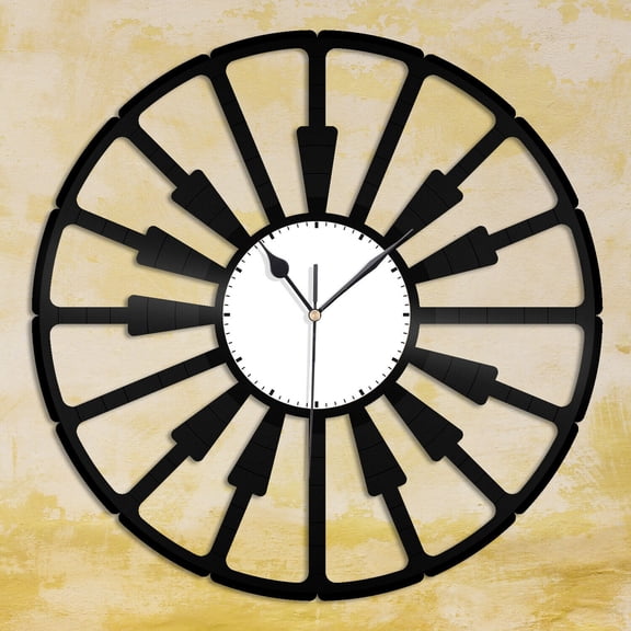 YanGxx Piano Notes Vinyl Wall Clock Music Notes Unique Gift for Friends Room Decoration Vintage Design Office Bar Room Home Decor
