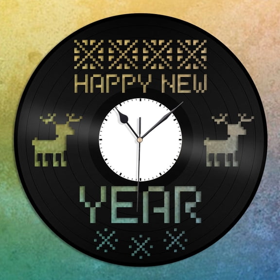 YanGxx Pixel Christmas Vinyl Wall Clock Unique Gift for Christmas Kids Room Decoration Vintage Design Office Bar Room Home Decor