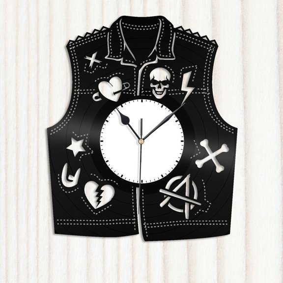 YanGxx Punk Style Vinyl Wall Clock Unique Design Gift for Friends Home Room Decoration Vintage Design Office Bar Room Home Decor